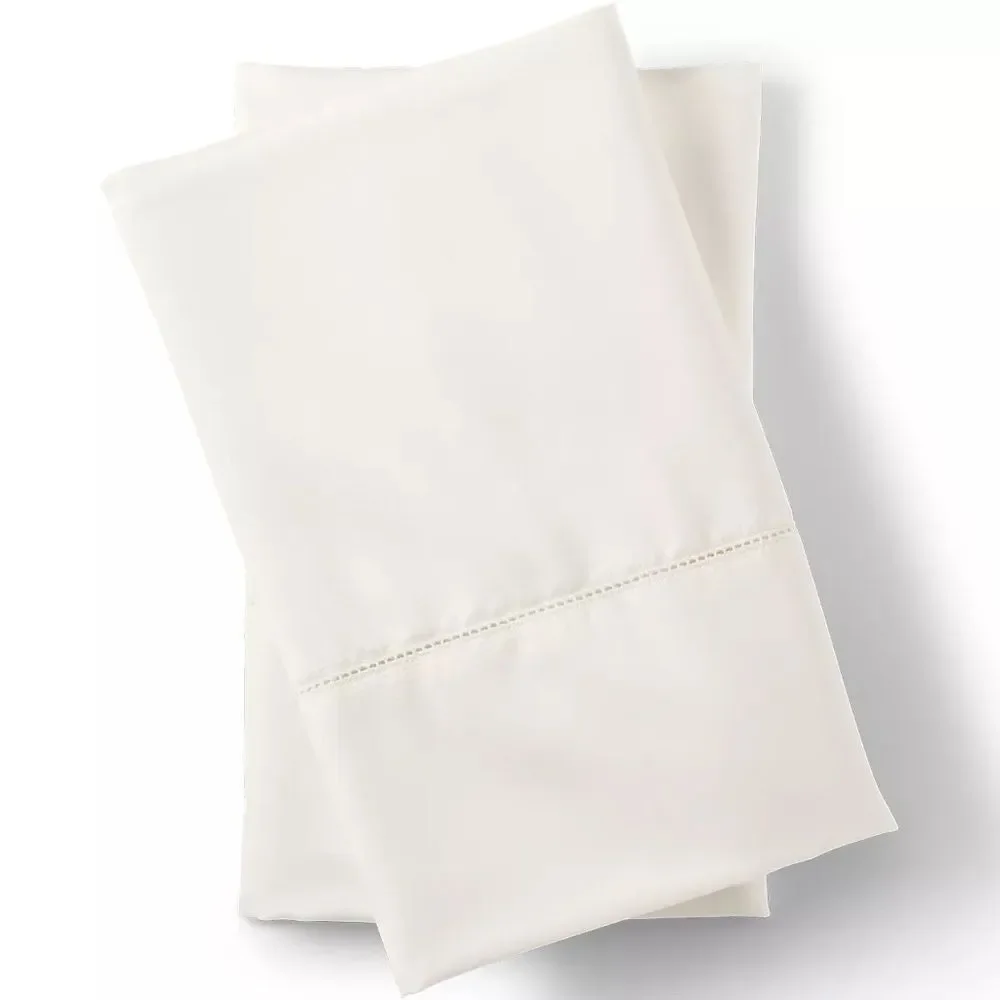 Land's End 700 Count Supima Cotton Top Sheet and Two Pillowcases Ivory King Size